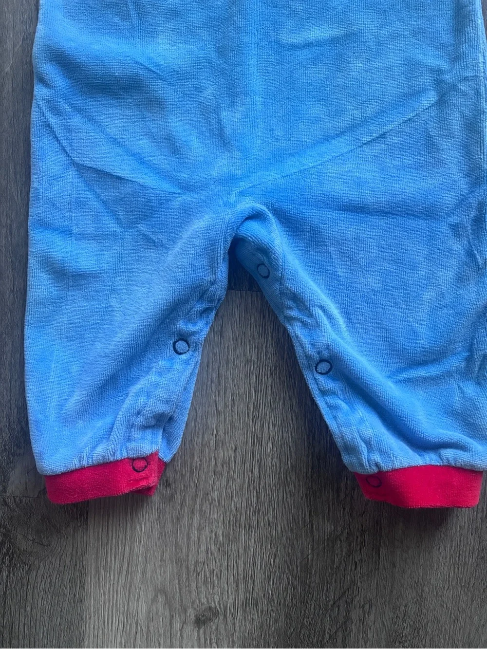 Vintage Carter’s Blue and Red Football Teddy Bear Velour One-Piece, 9 months